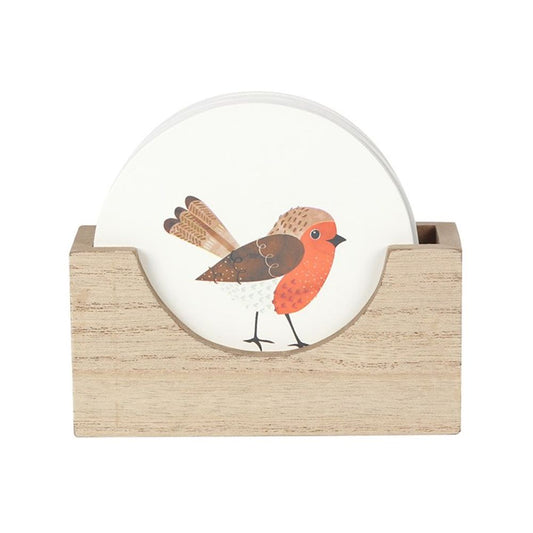 Winter Robin Coaster Set