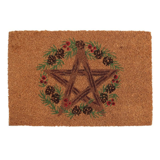 Natural Winter Solstice Pentagram Doormat