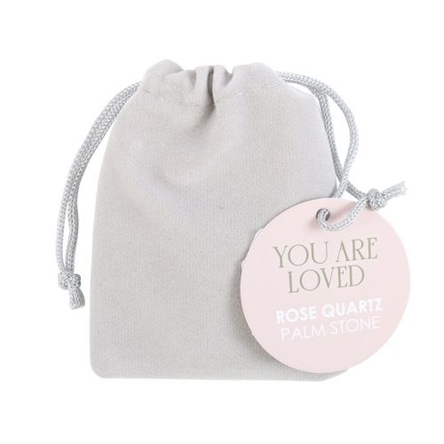 You Are Loved Rose Quartz Crystal Palm Stone