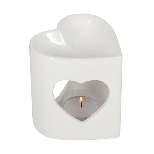 10cm White Heart Cutout Oil Burner